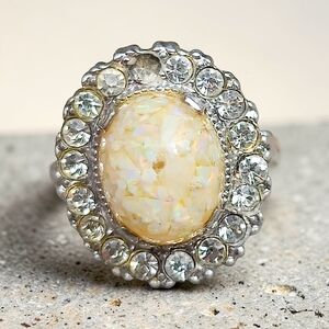Antique Sterling Clark & Coombs Floating Opal Ring